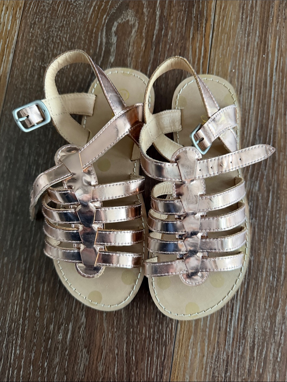 Mini Boden Rose Gold Metallic Strappy Girls Sandals